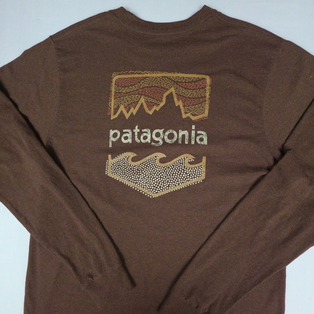 Patagonia Common Threads Long Sleeve T Shirt Mens Medium Brown Regular Fit Tee